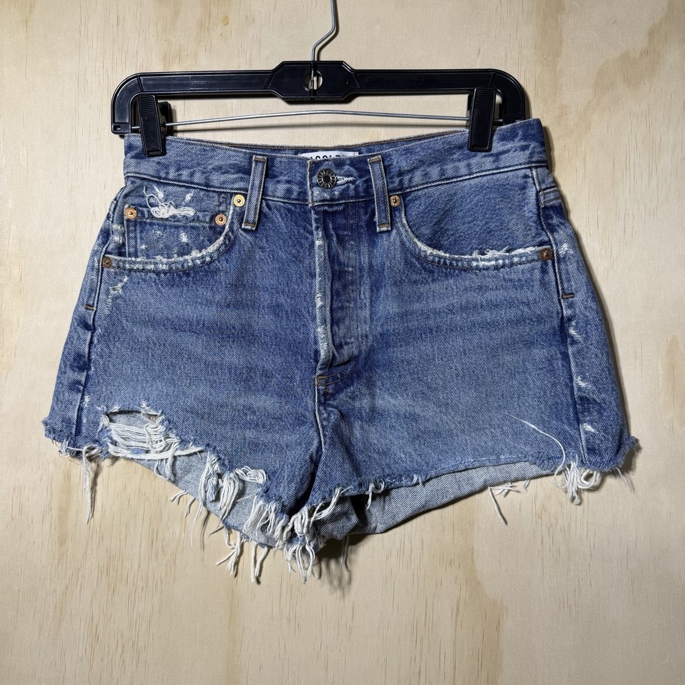 Agolde Parker Denim Shorts Womens 25 Distressed Cutoff‎ Raw Hem High Rise